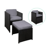 NNEDSZ 9 Piece Wicker Outdoor Dining Set - Black & Grey