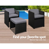 NNEDSZ 9 Piece Wicker Outdoor Dining Set - Black & Grey