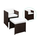NNEDSZ 9 Piece Wicker Outdoor Dining Set - Brown & White