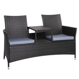 NNEDSZ 2 Seater Outdoor Wicker Bench - Black