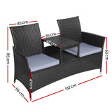 NNEDSZ 2 Seater Outdoor Wicker Bench - Black