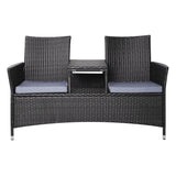 NNEDSZ 2 Seater Outdoor Wicker Bench - Black