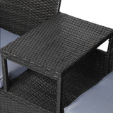 NNEDSZ 2 Seater Outdoor Wicker Bench - Black