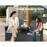 NNEDSZ 2 Seater Outdoor Wicker Bench - Black