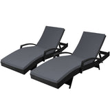 NNEDSZ Set of 2 Outdoor Sun Lounge Chair with Cushion - Black