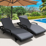 NNEDSZ Set of 2 Outdoor Sun Lounge Chair with Cushion - Black