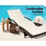 NNEDSZ Set of 2 Sun Lounge Outdoor Furniture Day Bed Rattan Wicker Lounger Patio