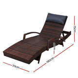 NNEDSZ Set of 2 Sun Lounge Outdoor Furniture Wicker Lounger Rattan Day Bed Garden Patio Brown