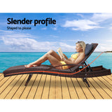 NNEDSZ Set of 2 Sun Lounge Outdoor Furniture Wicker Lounger Rattan Day Bed Garden Patio Brown