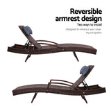 NNEDSZ Set of 2 Sun Lounge Outdoor Furniture Wicker Lounger Rattan Day Bed Garden Patio Brown