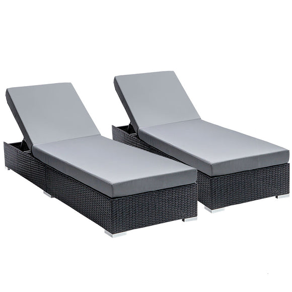 NNEDSZ Sun Lounge Wicker Lounger Outdoor Furniture Rattan Garden Day Bed Sofa Black