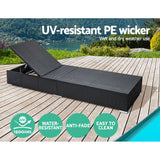 NNEDSZ Sun Lounge Wicker Lounger Outdoor Furniture Rattan Garden Day Bed Sofa Black