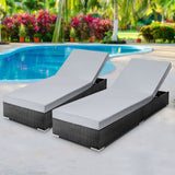NNEDSZ Sun Lounge Wicker Lounger Outdoor Furniture Rattan Garden Day Bed Sofa Black