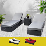 NNEDSZ Sun Lounge Wicker Lounger Setting Day Bed Chair Pool Furniture Rattan Sofa Cushion Garden Patio 3pc Gardeon Black Frame