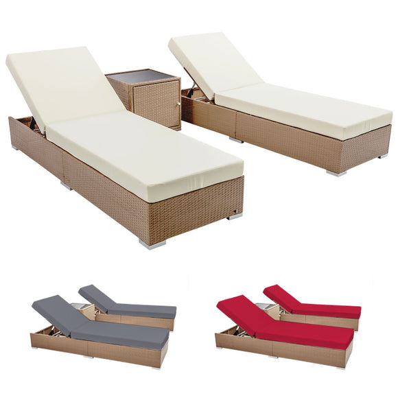 NNEDSZ 3 Piece Outdoor Wicker Lounge Set - Brown