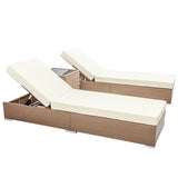 NNEDSZ 3 Piece Outdoor Wicker Lounge Set - Brown
