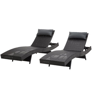 NNEDSZ Outdoor Sun Lounge Setting Wicker Lounger Day Bed Rattan Patio Furniture Black
