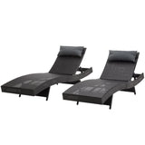 NNEDSZ Outdoor Sun Lounge Setting Wicker Lounger Day Bed Rattan Patio Furniture Black