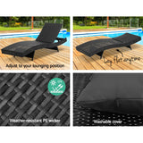 NNEDSZ Outdoor Sun Lounge Setting Wicker Lounger Day Bed Rattan Patio Furniture Black