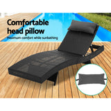NNEDSZ Outdoor Sun Lounge Setting Wicker Lounger Day Bed Rattan Patio Furniture Black