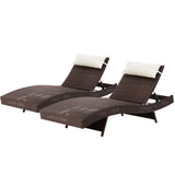 NNEDSZ Outdoor Sun Lounge Setting Wicker Lounger Day Bed Rattan Patio Furniture Brown