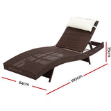 NNEDSZ Outdoor Sun Lounge Setting Wicker Lounger Day Bed Rattan Patio Furniture Brown