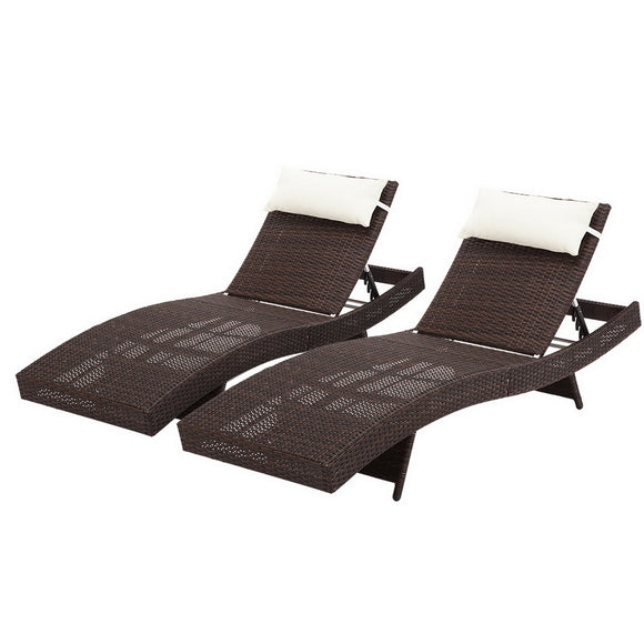 NNEDSZ Outdoor Sun Lounge Setting Wicker Lounger Day Bed Rattan Patio Furniture Brown