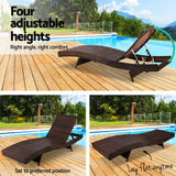 NNEDSZ Outdoor Sun Lounge Setting Wicker Lounger Day Bed Rattan Patio Furniture Brown