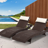 NNEDSZ Outdoor Sun Lounge Setting Wicker Lounger Day Bed Rattan Patio Furniture Brown