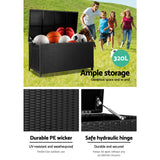 NNEDSZ 320L Outdoor Wicker Storage Box - Black