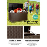 NNEDSZ 320L Outdoor Wicker Storage Box - Brown
