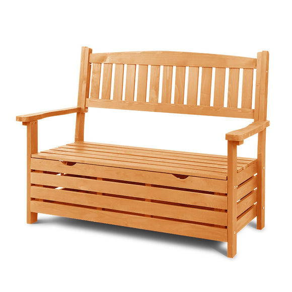 NNEDSZ Outdoor Storage Bench Box Wooden Garden Chair 2 Seat Timber Furniture