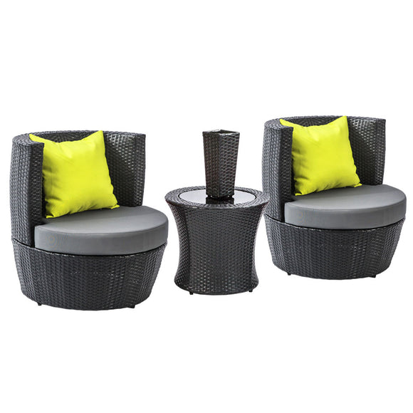 NNEDSZ 4 Piece PE Wicker Outdoor Set - Black