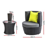 NNEDSZ 4 Piece PE Wicker Outdoor Set - Black