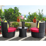 NNEDSZ 4 Piece PE Wicker Outdoor Set - Black