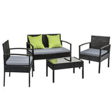 NNEDSZ Seater Sofa Set Outdoor Furniture Lounge Setting Wicker Chairs Table Rattan Lounger Bistro Patio Garden Cushions Black