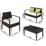 NNEDSZ Seater Sofa Set Outdoor Furniture Lounge Setting Wicker Chairs Table Rattan Lounger Bistro Patio Garden Cushions Black