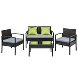 NNEDSZ Seater Sofa Set Outdoor Furniture Lounge Setting Wicker Chairs Table Rattan Lounger Bistro Patio Garden Cushions Black
