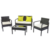 NNEDSZ Seater Sofa Set Outdoor Furniture Lounge Setting Wicker Chairs Table Rattan Lounger Bistro Patio Garden Cushions Black
