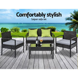 NNEDSZ Seater Sofa Set Outdoor Furniture Lounge Setting Wicker Chairs Table Rattan Lounger Bistro Patio Garden Cushions Black