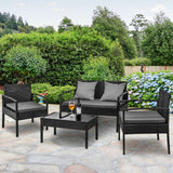 NNEDSZ Seater Sofa Set Outdoor Furniture Lounge Setting Wicker Chairs Table Rattan Lounger Bistro Patio Garden Cushions Black
