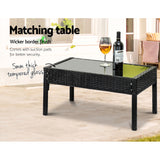 NNEDSZ Seater Sofa Set Outdoor Furniture Lounge Setting Wicker Chairs Table Rattan Lounger Bistro Patio Garden Cushions Black