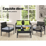 NNEDSZ Seater Sofa Set Outdoor Furniture Lounge Setting Wicker Chairs Table Rattan Lounger Bistro Patio Garden Cushions Black