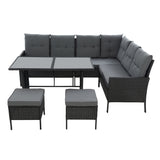 NNEDSZ Outdoor Furniture Patio Set Dining Sofa Table Chair Lounge Wicker Garden Black