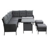 NNEDSZ Outdoor Furniture Patio Set Dining Sofa Table Chair Lounge Wicker Garden Black