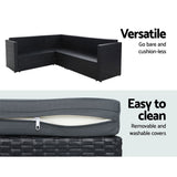 NNEDSZ Outdoor Furniture Patio Set Dining Sofa Table Chair Lounge Wicker Garden Black