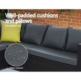 NNEDSZ Outdoor Furniture Patio Set Dining Sofa Table Chair Lounge Wicker Garden Black