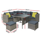 NNEDSZ Outdoor Furniture Patio Set Dining Sofa Table Chair Lounge Garden Wicker Grey