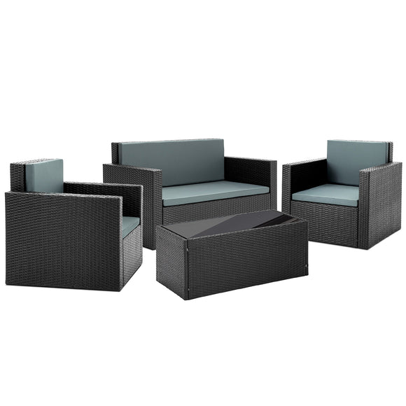 NNEDSZ 4 Piece Outdoor Wicker Furniture Set - Black