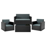 NNEDSZ 4 Piece Outdoor Wicker Furniture Set - Black
